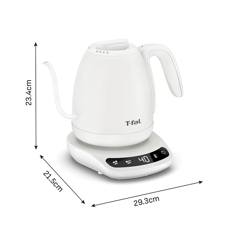 ティファール T-fal 電気ケトル カフェ ロック コントロール ホワイト 0.8L KO9201JP / 温度調節 保温 電気ポット ステンレス 自動電源オフ