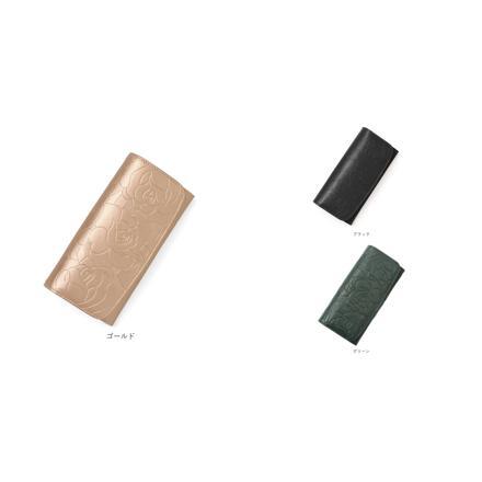 Blanc Pomme カメリアエンボスロングウォレット ブラック