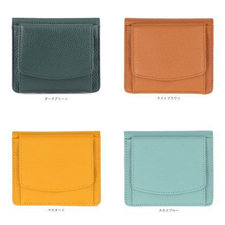 LIZDAYS 二つ折りスリム本革財布 ダークグリーン