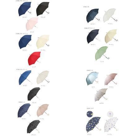 amusant sous la pluie 60cm スリム 耐風長傘 8mm 13640.ドット ネイビー