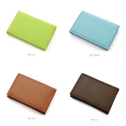 牛革ソフト 定期 免許証入れ グリーン