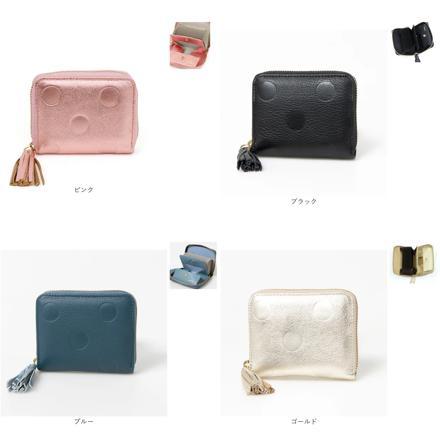 percheペルケ ドット型押しジャバラ・カードウォレット ゴールド