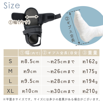 mitas ギプス サンダル 左右兼用 片足分 ＋ シャワーカバー おまけ付き ブラック Sサイズ TN-GBSD-S