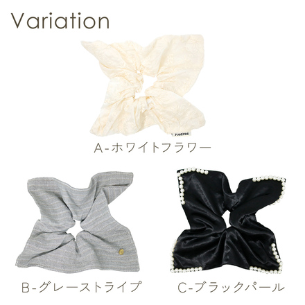 MILASIC スクエアシュシュ A-ホワイトフラワー TN-SQRSC-A