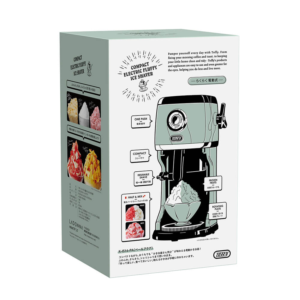 Toffy コンパクト電動ふわふわかき氷器 K-IS16-PA ペールアクア
