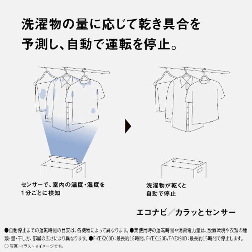 衣類乾燥除湿機 エコ・ハイブリッド方式 ［木造10畳まで / 鉄筋20畳まで］ ダークグレー パナソニック F-YEX90D-H