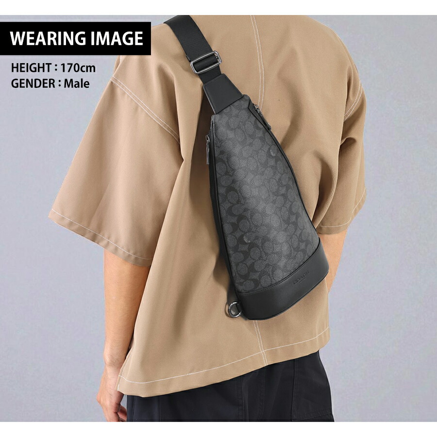 コーチ ボディバッグ ウエストポーチ メンズ アウトレット ブランド COACH CY801 QBMI5 チャコール/ブラック ショルダーバッグ 斜めがけ 軽量 小さめ 高級 おしゃれ プレゼント 男性 実用的 かっこいい
