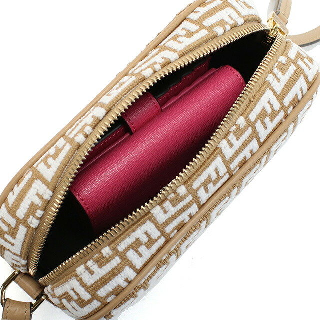 フェンディ 斜め掛け ショルダーバッグ レディース FENDI イタリア 8BS077 ブラウン系 ホワイト系 バッグ 斜めがけ ブランド 高級 おしゃれ プレゼント 女性 実用的 かわいい