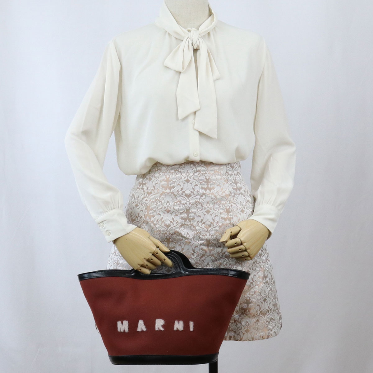 マルニ トートバッグ レディース MARNI ウール ナイロン カーフレザー イタリア BMMP0097Q1 ブラウン系 バッグ 軽量 手提げ ブランド 高級 おしゃれ プレゼント 女性 実用的 かわいい