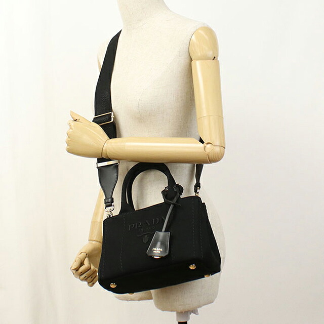 プラダ トートバッグ レディース ブランド PRADA CANAPA RICAMO 2WAY 1BA038 ブラック 軽量 手提げ 高級 おしゃれ プレゼント 女性 実用的 かわいい