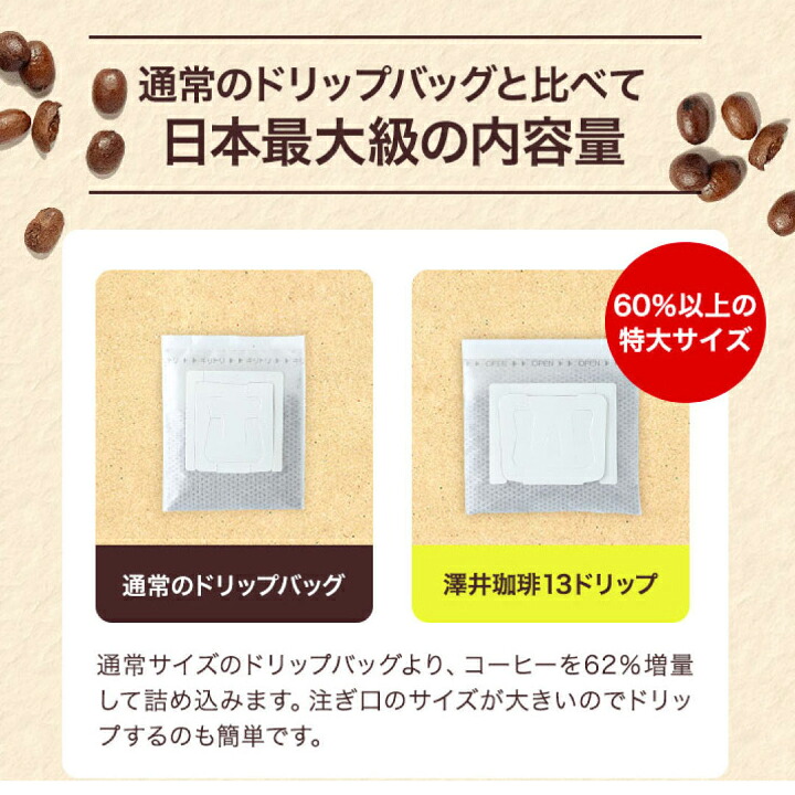 澤井珈琲 内容量62%増量で飲み応え抜群ドリップパック ドリップコーヒー 13g 30袋