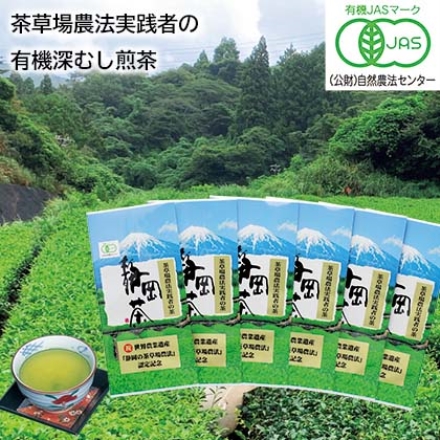 茶草場農法実践者の有機深むし煎茶 100g×6