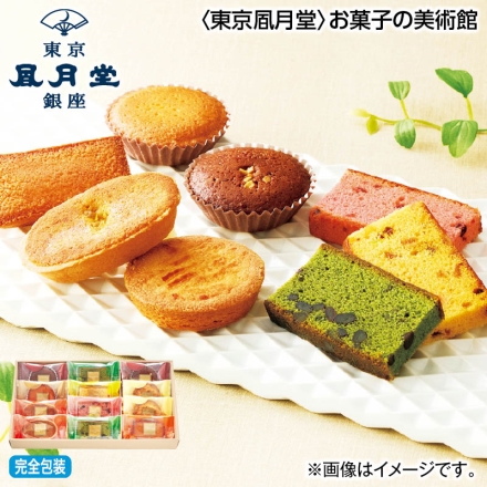 お中元熨斗付き ＜東京風月堂＞お菓子の美術館 アマンディーヌ・小倉抹茶ケーキ・ガレット・ケークノア 各2個、フィナンシェ・フルーツケーキ・ベリーパウンドケーキ・マドレーヌ 各1個 御中元 夏ギフト ギフト 贈答
