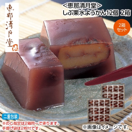 お中元熨斗付き ＜恵那清月堂＞しぶ栗水ようかん12個 2箱 御中元 夏ギフト ギフト 贈答