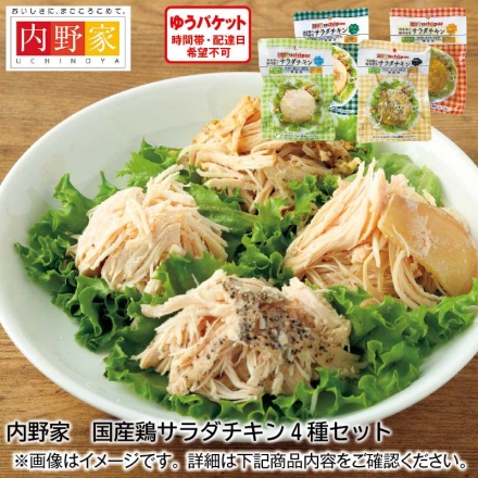 ＜内野家＞国産鶏サラダチキン4種セット 4種各100g