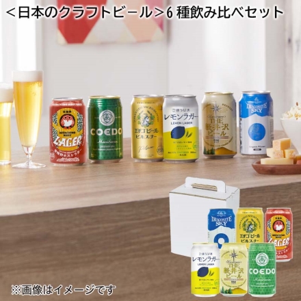 【こちらの商品6月13日～6月16日の間にお届けします。】 ＜日本のクラフトビ－ル＞６種飲み比べセット 各３５０ｍｌ