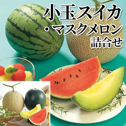 小玉スイカ・マスクメロン詰合せ 小玉スイカ1.6kg、マスクメロン1.4kg