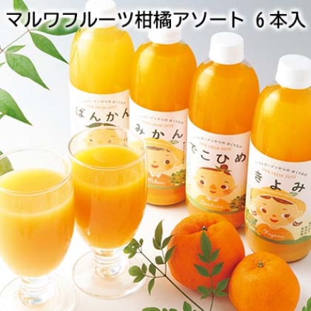 マルワフルーツ柑橘アソート 6本入 みかん・きよみ 各500ｍｌ×2、デコヒメ・ばんかん 各500ｍｌ