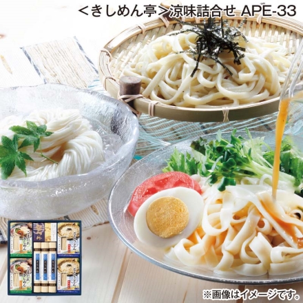 お中元熨斗付き ＜きしめん亭＞涼味詰合せ ＡＰＥ－33 ざるうどん（めん100g、めんつゆ25g）×2、そうめん220g×3、ごまだれきしめん（めん100g、ごまだれ60g）×2、めんつゆ25g×3 御中元 夏ギフト ギフト 贈答