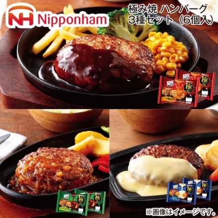 極み焼 ハンバーグ3種セット（6個入）