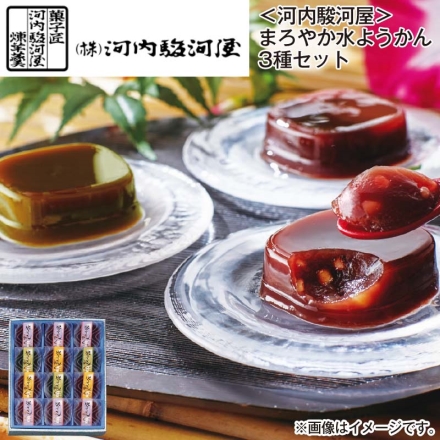 ＜河内駿河屋＞まろやか水ようかん3種セット