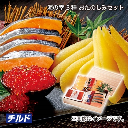 お歳暮のし付き 海の幸3種 おたのしみセット 銀鮭50g×4、いくら100g、数の子200g