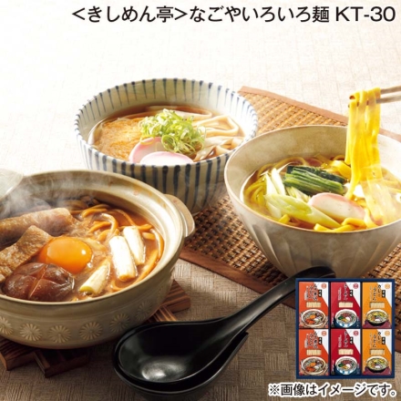 お歳暮のし付き ＜きしめん亭＞なごやいろいろ麺 ＫＴ－30 カレーうどん(めん100g、スープ35g）・きしめん(めん100g、めんつゆ25g)・みそ煮込うどん(めん100g、あじみそ45g) 各2