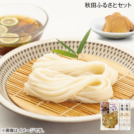 お中元のし付き 秋田ふるさとセット 稲庭半生うどん100g×4、いぶりがっこ130g 御中元 夏ギフト ギフト 贈答