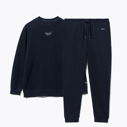 TENTIAL BAKUNE スウェット メンズ 上下セット(長袖クルーネックシャツ・ロングパンツ) ネイビー M