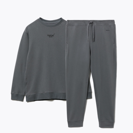 TENTIAL BAKUNE スウェット メンズ 上下セット(長袖クルーネックシャツ・ロングパンツ) ダークグレーL