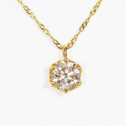 純金0.6ctダイヤペンダント（ダイヤ：シャンパンカラー）日本製