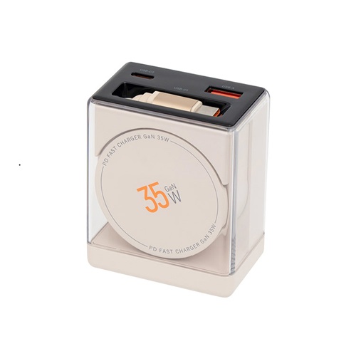 Life on Products ライフオンプロダクツ USB急速充電器 USB PD （パワーデリバリー）対応 35W コード巻取式 ベージュ LCAEA020