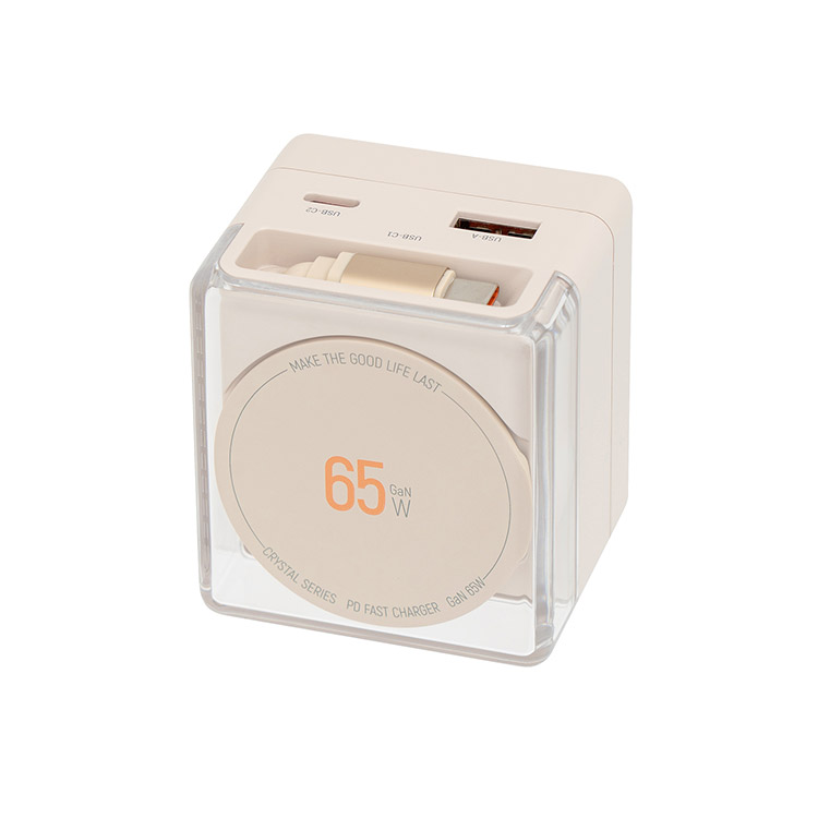 Life on Products ライフオンプロダクツ USB急速充電器 USB PD （パワーデリバリー）対応 65W コード巻取式 ベージュ LCAEA021