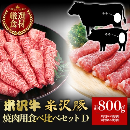 米沢牛 米沢豚 特選 焼肉用 食べ比べ セット D 800g 5～6人分