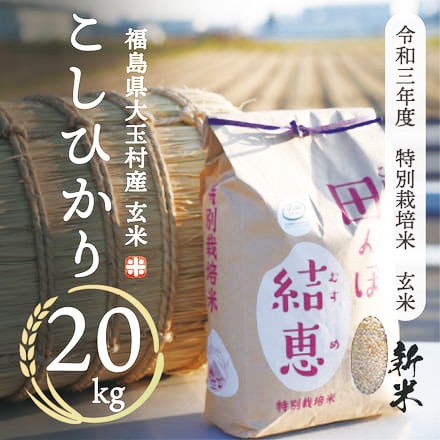 こしひかり 特別栽培米 玄米 20kg 令和3年産