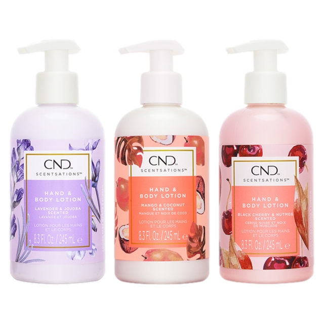 クリエイティブネイルデザイン（CND) センセーション ハンド＆ボディローション 3種セット245mlx3Lホホバ+マンゴーC+BCナツメグ