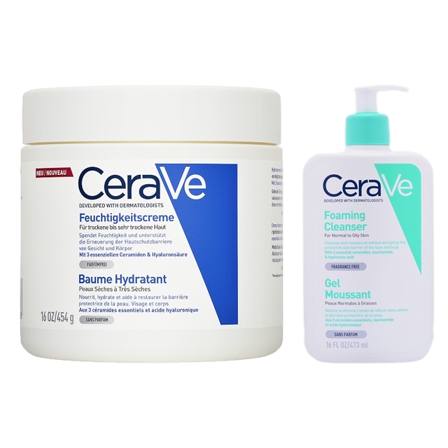 セラヴィ モイスチャライジング クリーム +フォーミング フェイシャル クレンザー セット454g+473mlドライ/ベリードライ