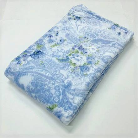 西川 バラ柄ロング毛布 シングルサイズ 150×250cm ブルー