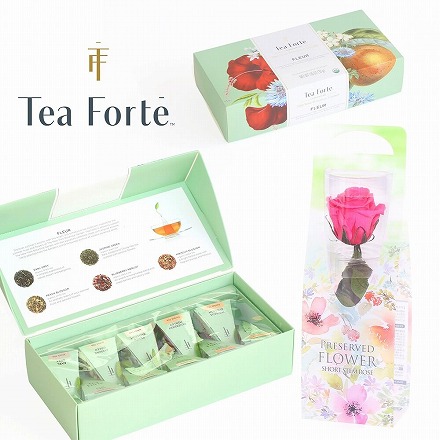 お花と紅茶のギフトセット ティーフォルテ TEA FORTE フルール シングル 10個入り 紅茶 プリザーブドフラワー ティーバッグ ギフト 詰め合わせ