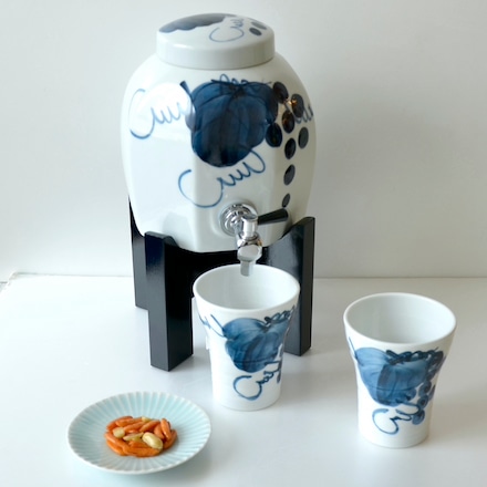 有田焼 焼酎サーバーセット コップ2ケ付き ぶどう