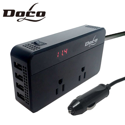 カーインバーター 200W/ブラック AC100V / USB QC3.0×2/ 5V 2.4A×2 / SK-1