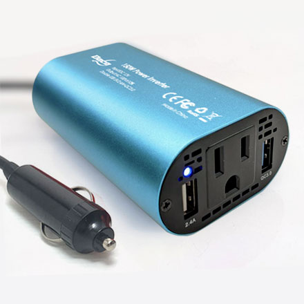 カーインバーター 150W AC100V / USB 5V 2.4A+QC3.0 / SK6 ターコイズブルー