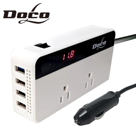 カーインバーター 200W ホワイト / AC100V / USB QC3.0×2 / 5V 2.4A×2 / SK-1