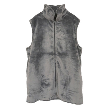 ニューマイヤー ジップアップ ベスト 着る毛布 チャコール