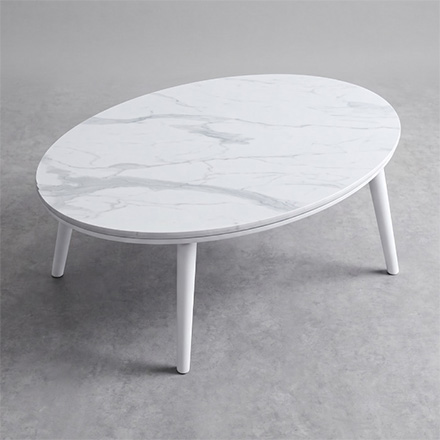こたつ台 コペルタ 大理石 楕円形 75×105cm ホワイト