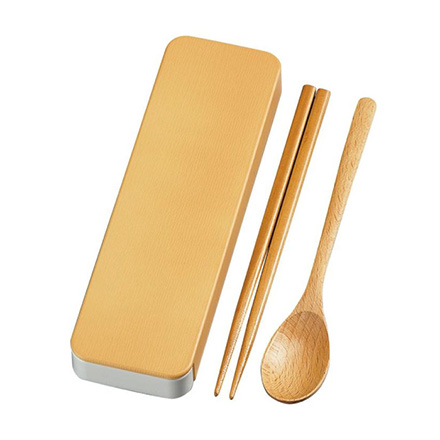 カトラリーセット 木目スライドスプーン・箸セット18cm ベージュ RIS