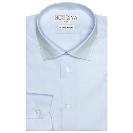 国内縫製 形態安定 セミワイドカラー 綿100% 長袖ワイシャツ M-裄丈80cm