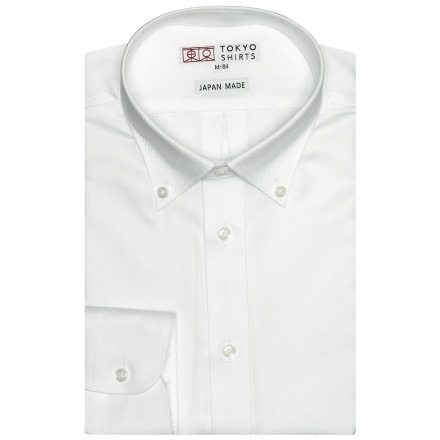 国内縫製 形態安定 ボタンダウン 綿100% 長袖ワイシャツ M-裄丈80cm