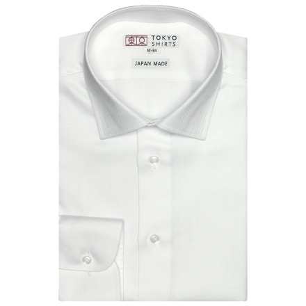 国内縫製 形態安定 セミワイドカラー 綿100% 長袖ワイシャツ S-裄丈80cm