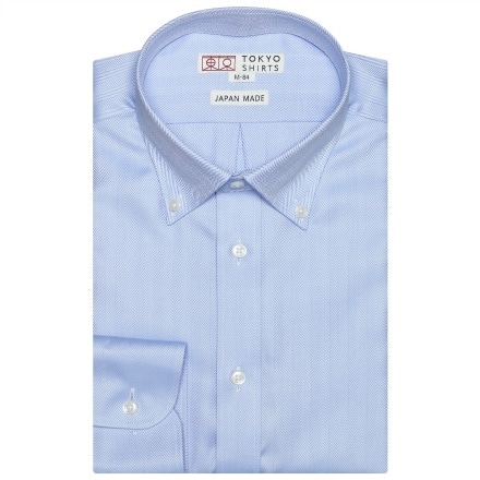 国内縫製 形態安定 ボタンダウン 綿100% 長袖ワイシャツ S-裄丈80cm ※他サイズあり